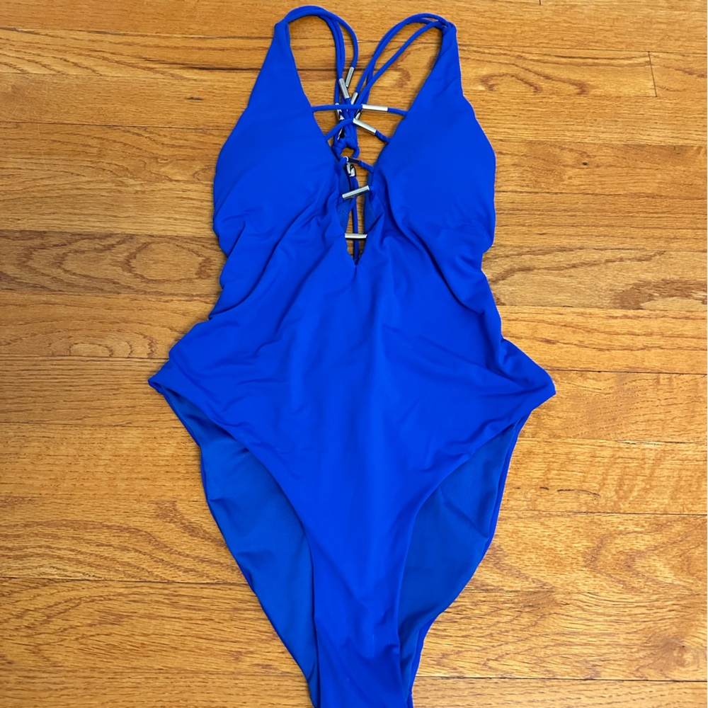 One piece blue bathing suits size medium